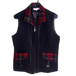 Black and Plaid Vest, By MeiLe, Size 19